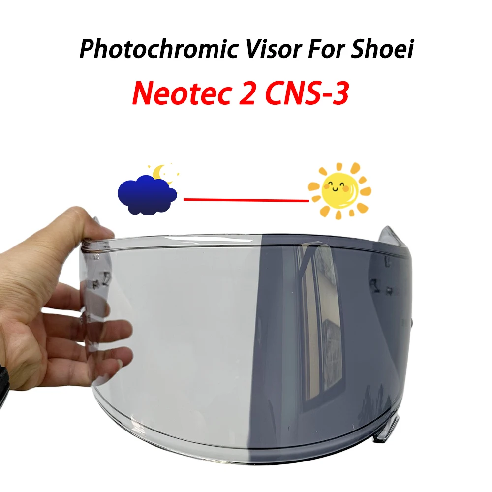 Visière de casque photochromique pour Shoei Neotec II CNS-3 Neotec 2, bouclier d'objectif de moto, viseur en verre, accessoires d'écran
