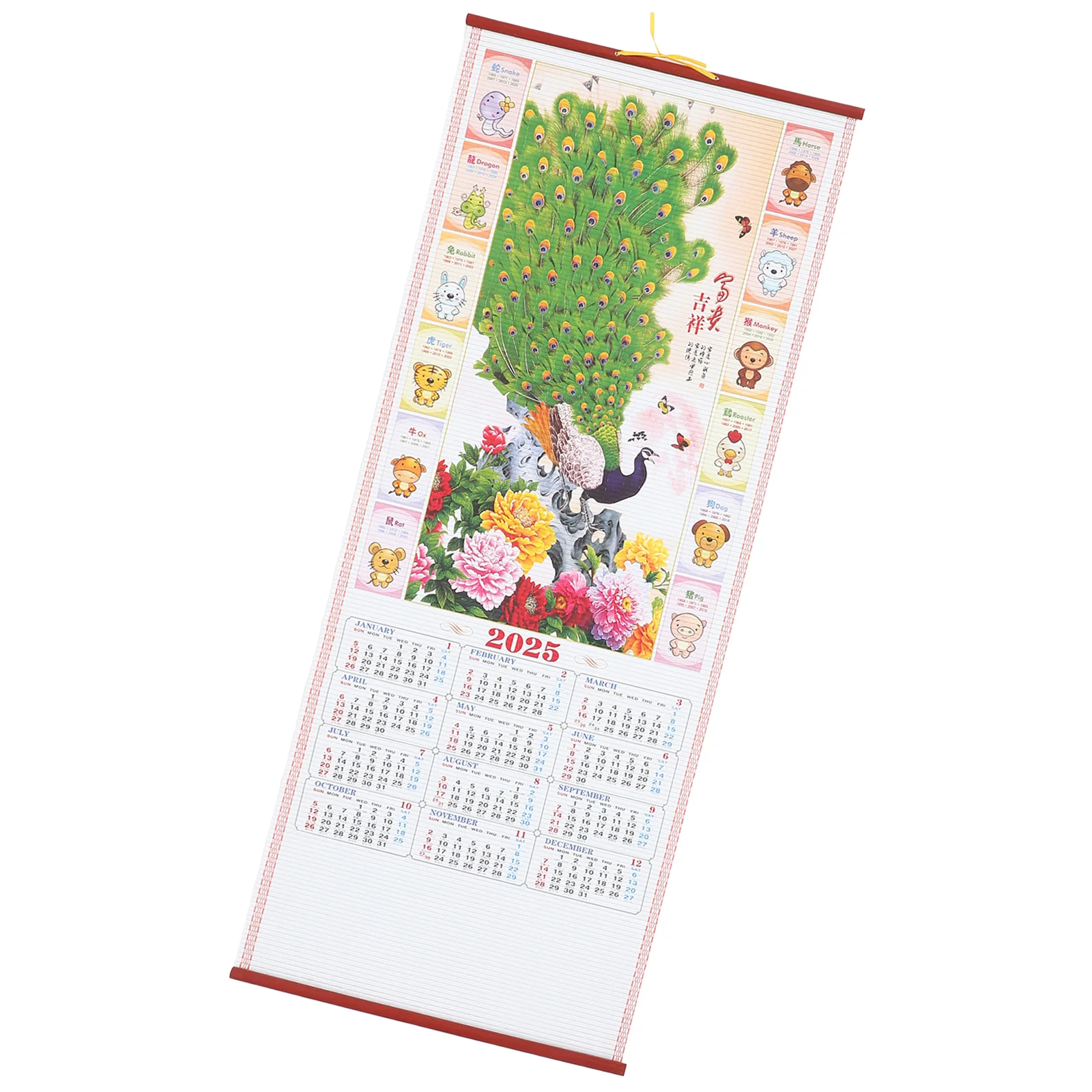 

2025 Year Delicate Imitation Rattan Hanging Scroll Calendar Office Paper Monthly