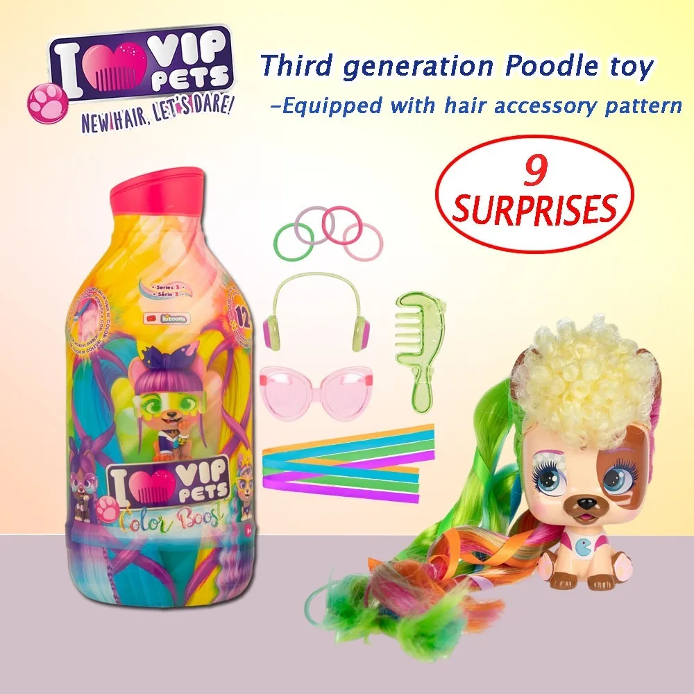 

I Love VIP Pets Color Boost Series 3 Complete Set with Doll Hair Dye Styling Comb and Fashion Glasses Toy Gift