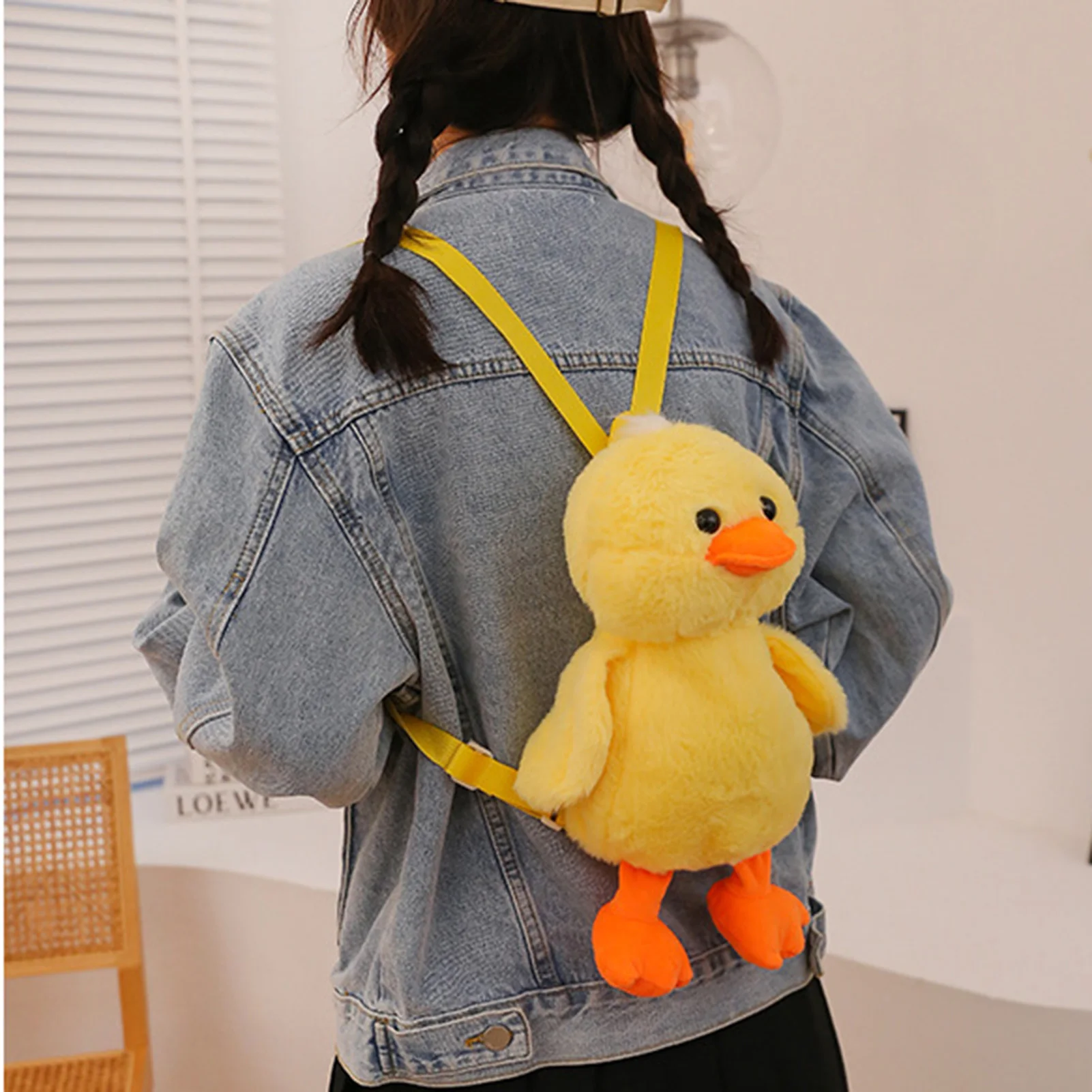 Yellow Duck Plush Backpack Purse Kawaii Soft Fuzzy Purse Handbags Gift for Christmas Children's Day