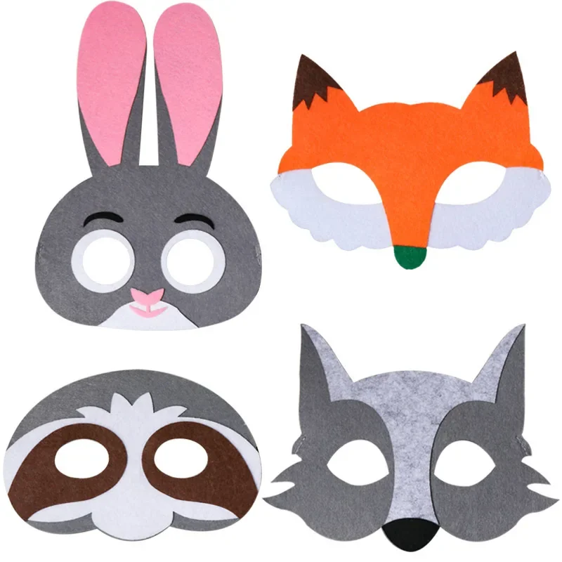 1pcs Cartoon Felt Forest Animal Masks Cosplay Halloween Dress-Up Party Favors Birthday Gifts for Kids Toys Wedding Festival