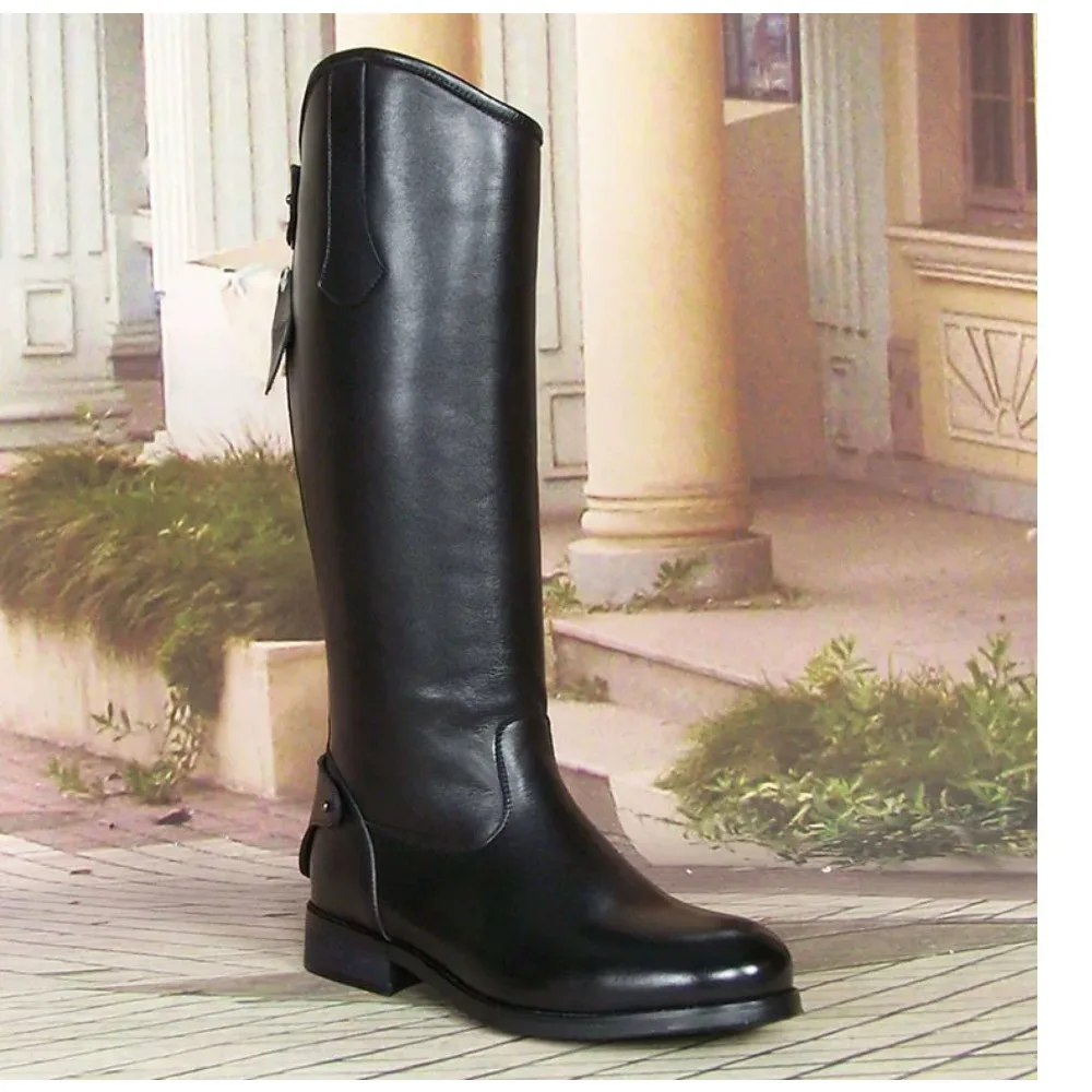 Fashion Men's Genuine Leather Guard of Honor Horse Riding Boots Equestrian Western Long Knee-high Knight Boots Back zipper