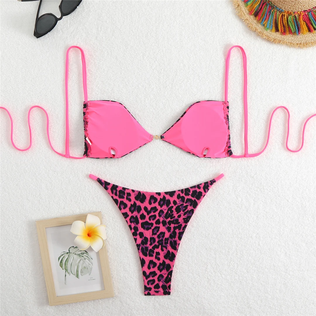 7 Farben Leoparden-Blumenmuster Bikini Damen Bademode Zweiteiliger Bikini Badeanzug Badebekleidung V6420 – Detail 20