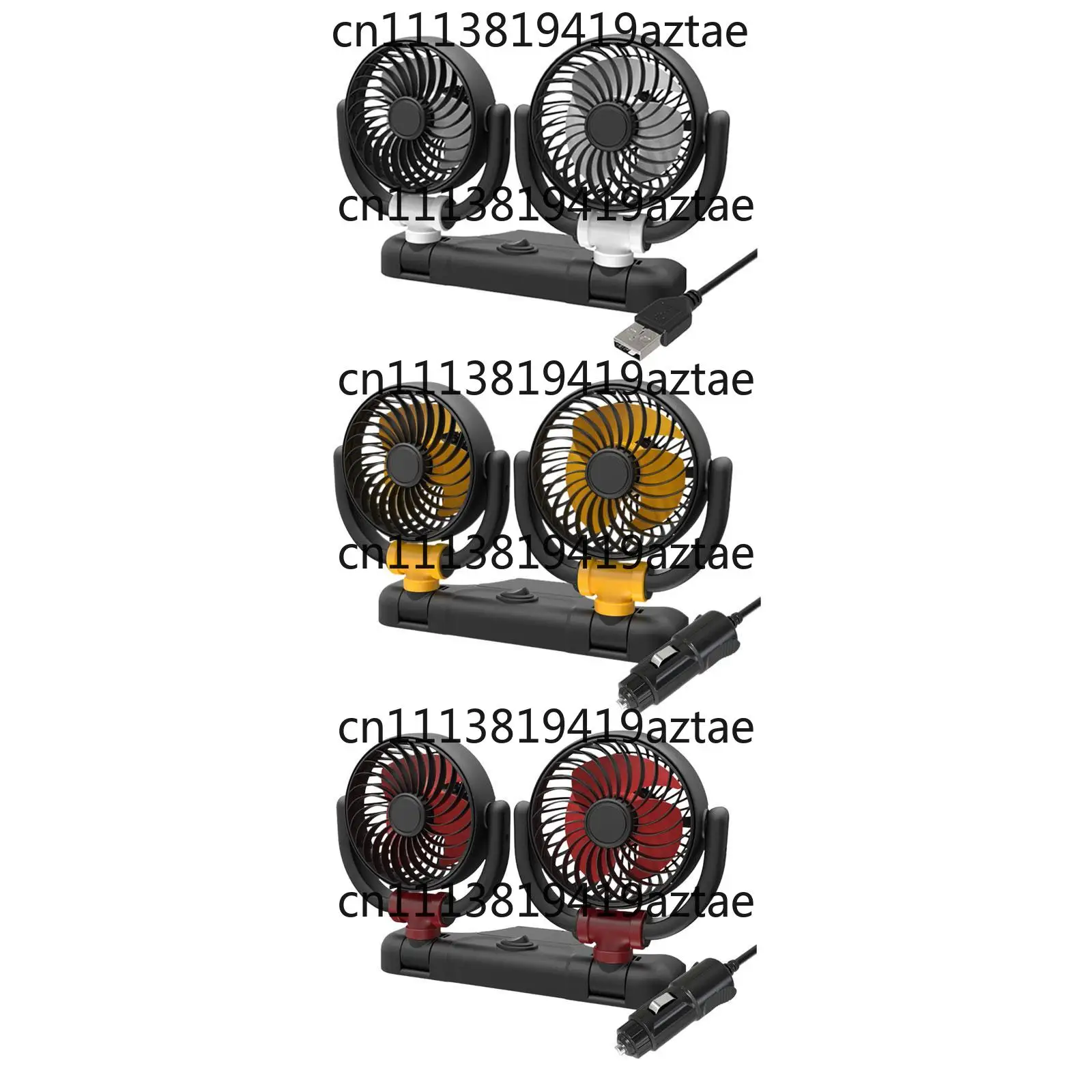 Dual Head Powerful Car Cooling Fan, Quiet Ventilation Fan for Automobiles and RV Vehicles