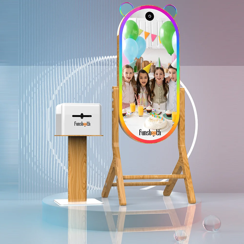 

Low Price Deer Series Full Elegant 32/43 Inch Self Touch Screen Wedding Mirror Photo Booth Machine With Built-in Camera