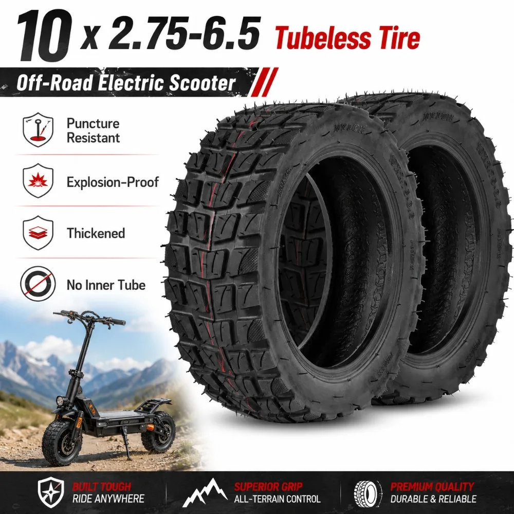 10 Inch Electric Scooter Tire Accessories 10 * 2.75-6.5 Vacuum Tire Explosion-proof Stab Proof Thickened Off-road Tubeless Tire