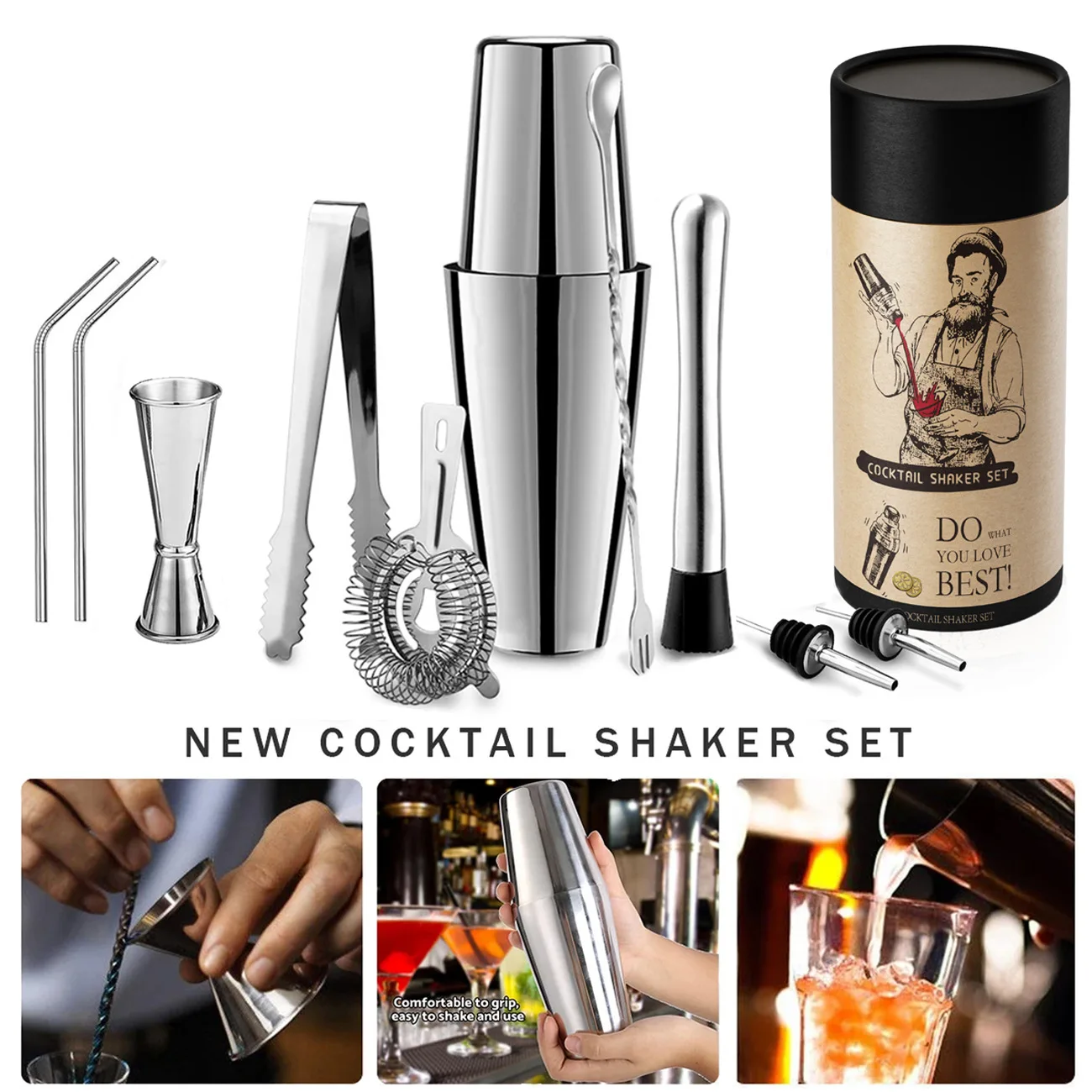 

Stainless Steel Boston Shaker Set - Various Sizes Cocktail Shaker Kit Bar Tools Wholesale