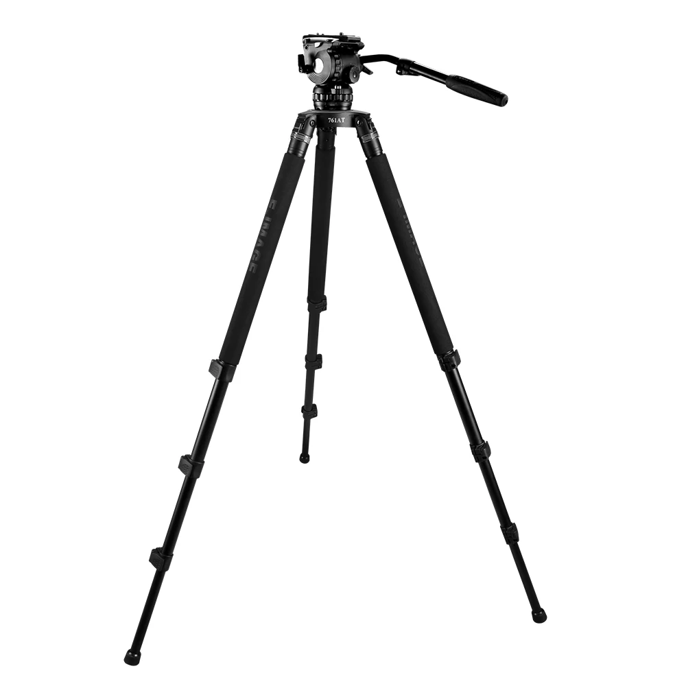 

E-IMAGE GH06+761AT Professional 75mm Bowl Size Light Weight Portable Aluminium Video Tripod With Fluid Head For Video Shooting