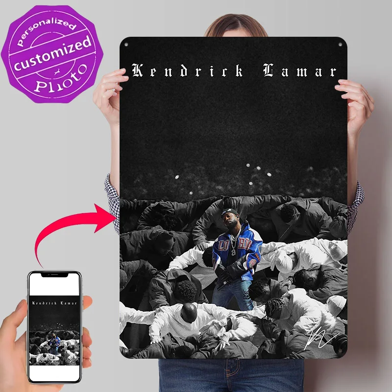 Kendrick Lamar 3D Texture Metal Poster Customized Wall Art Tin Sign Gift for Mancave Vintage Decor Room Decorating Interior Home