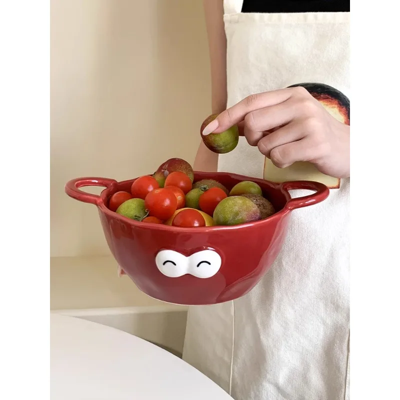 

High Appearance Big Eyes Double Ears Face Bowl Household Ceramic Underglaze Color