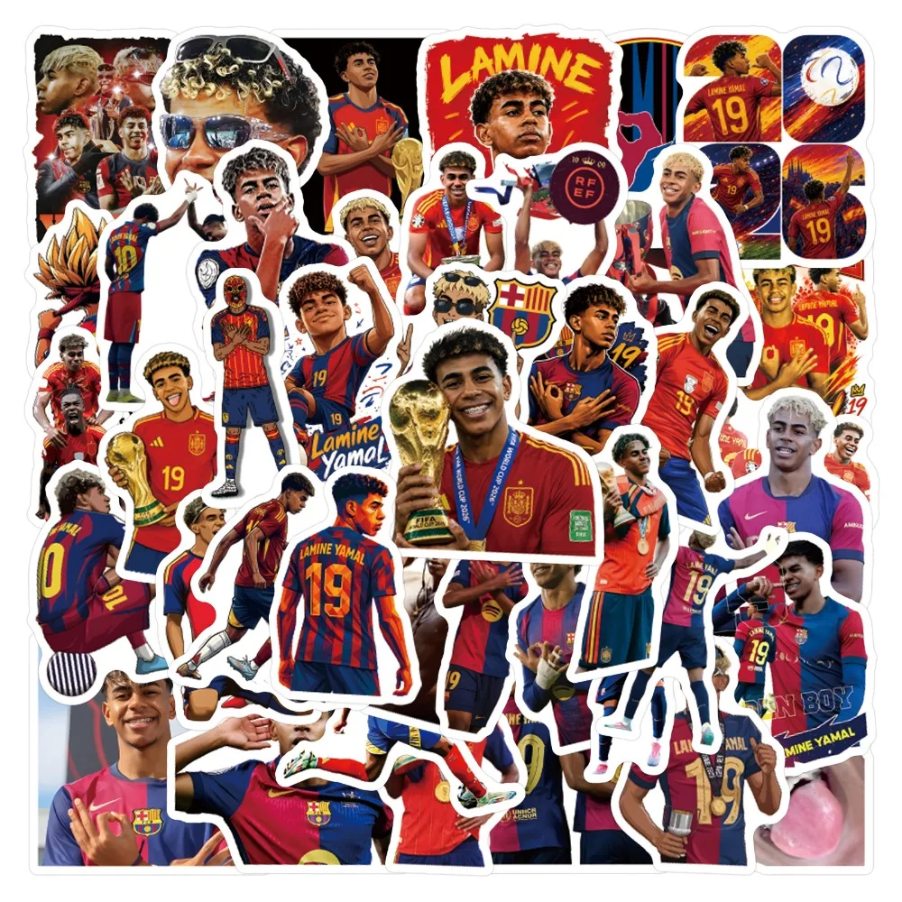 55pcs Football Star Lamine Yamal Graffiti Stickers Suitcase Stationery Laptop Computer Guitar Cell Phone DIY Decorate Decals
