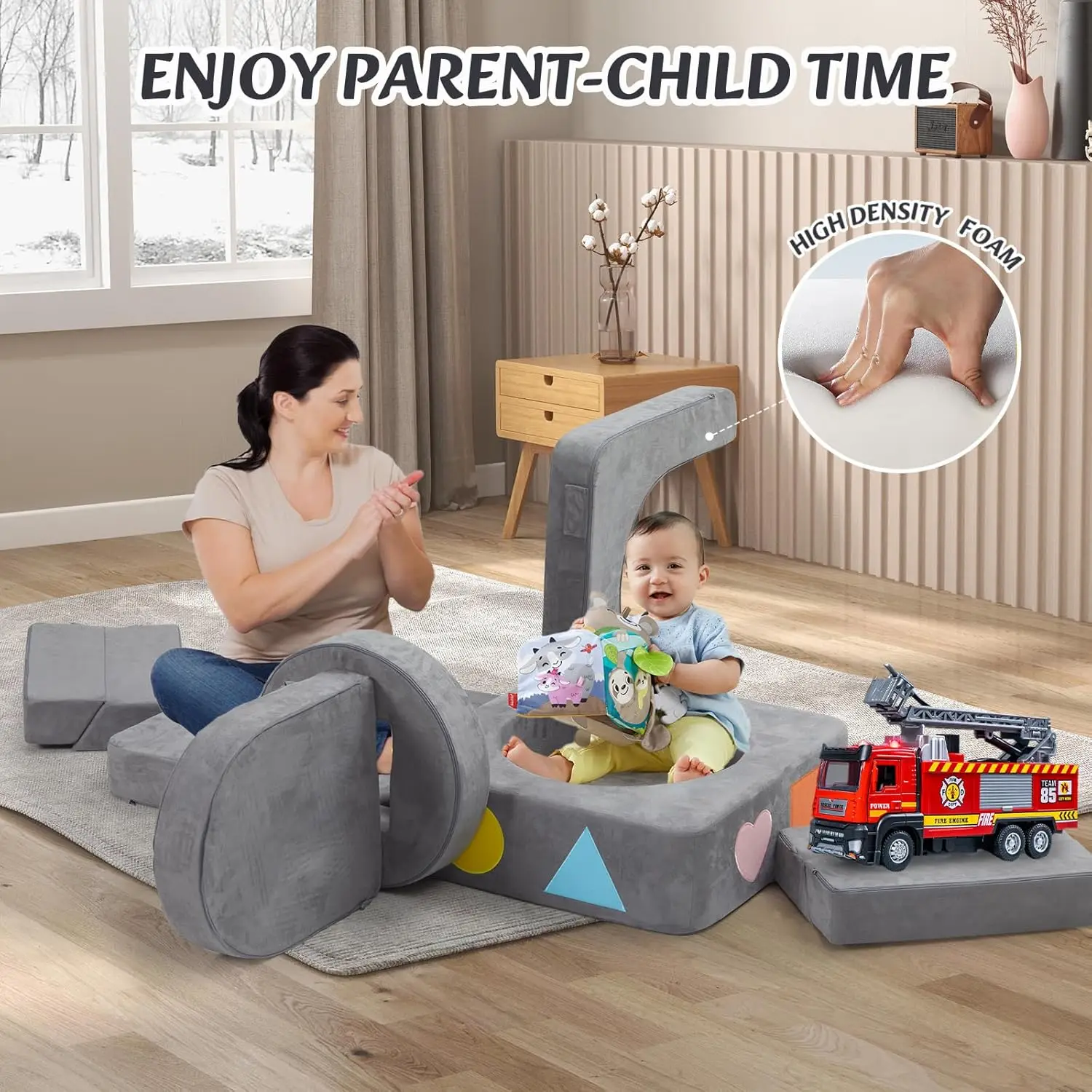 Modular Kids Play Couch, Versatile Kid Toddler Couch Enhances Cognition, Child Sectional Sofa Freely Removable, Convertible Ball