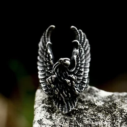 BEIER 2022 Updated Vikings Nordic Style Raven Eagle Ring Mens Vintage Heavy Stainless Steel Rings Unique Biker Animal Jewelry