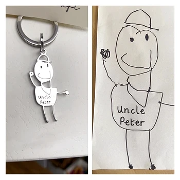 Porte-clés de dessin personnalisé pour enfants, œuvre d'art ...