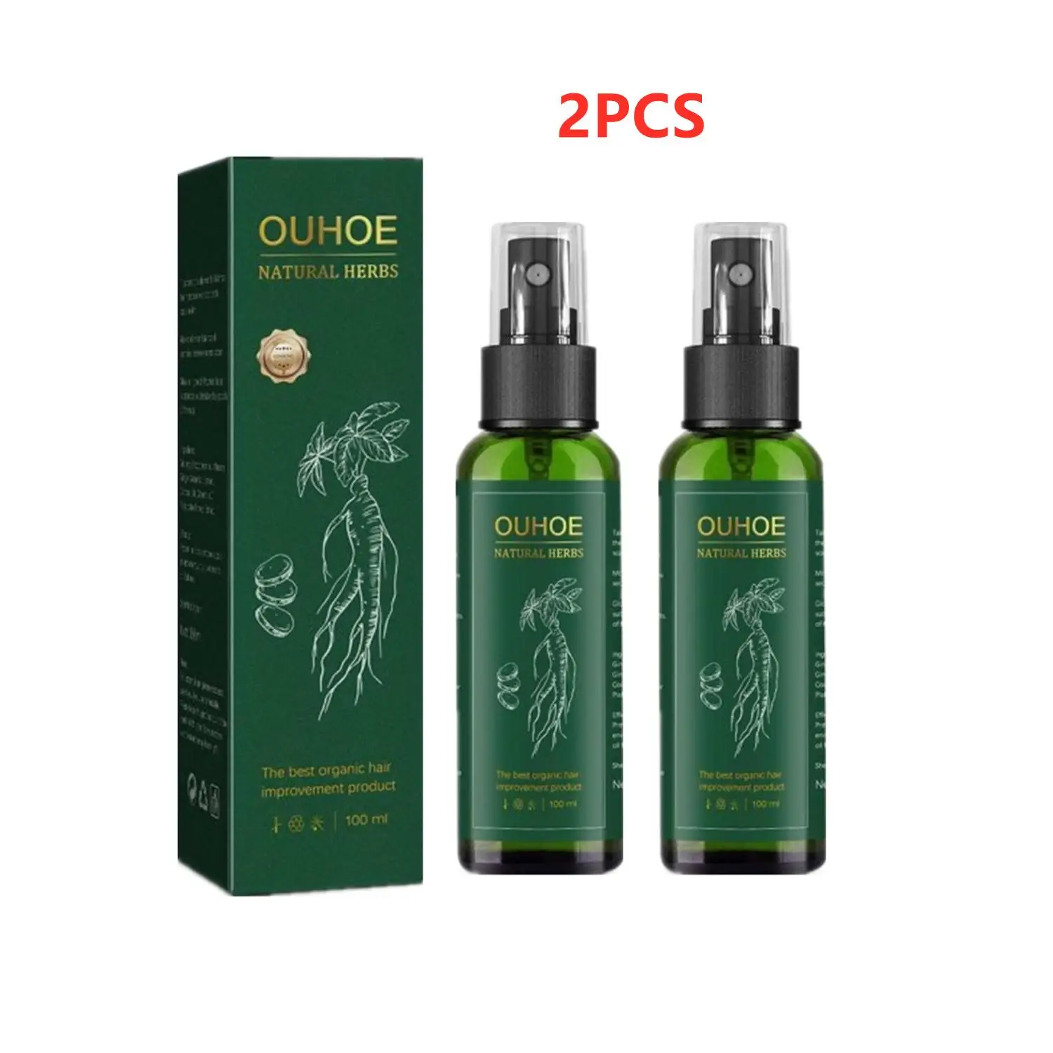 

2PCS OUHOE Ginseng Serum Oil With Biotin Essential Liquid Strengthen Hair Root Nourishes Hair Repairing