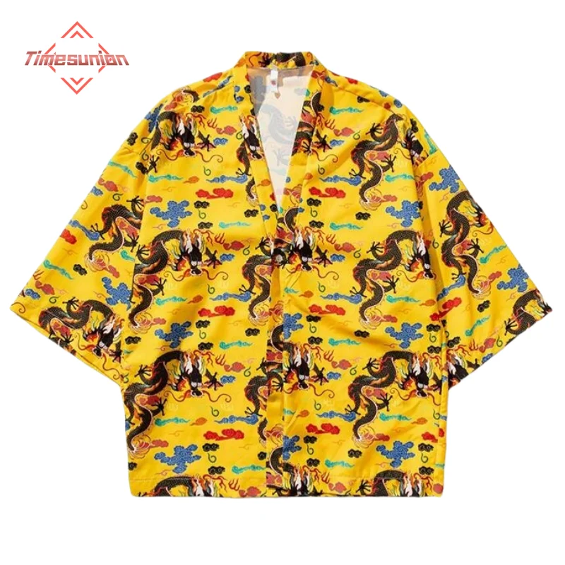 

Yukata Kimono Cardigan Men Japanese Kimono Men Print Asia Kimono Cosplay Costume Top Beach Thin Casual Coat Sun Protection Shirt