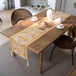 Gerring Yellow Table Runner Jacquard Geometric Collision Dining Table Cloth Art TV Cabinet Bed Flag Wedding Table Decoration