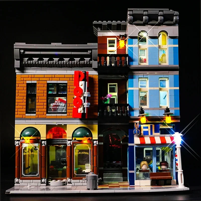 2262PCS Detective\'s Office With LED Light City Street View Modular Model Building Blocks Bricks Compatible 10246 Kids Toys Gifts