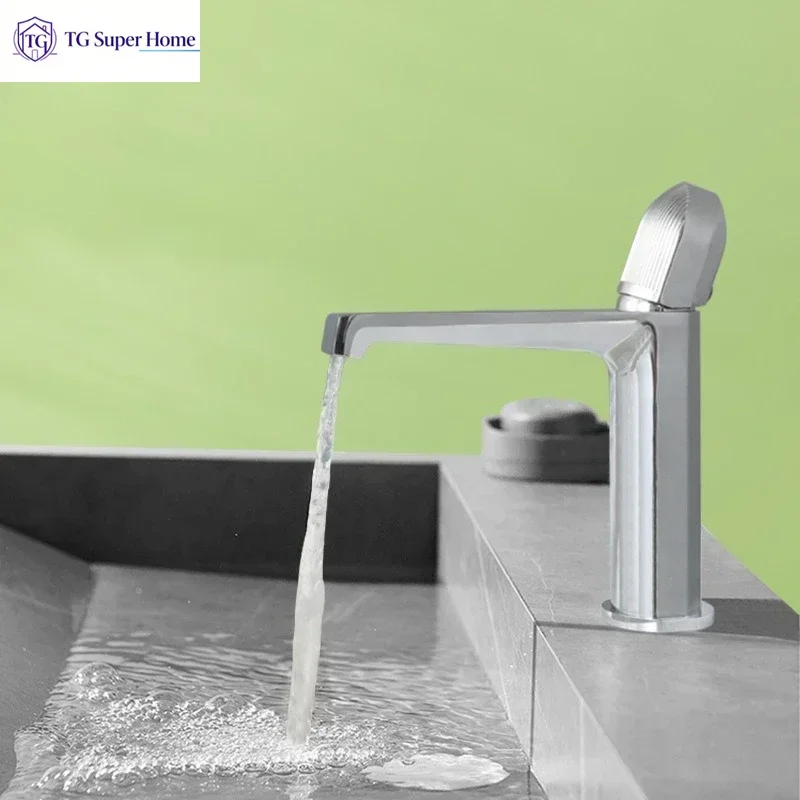 Luxury under-counter basin tap for bathroom washbasin,washbowl, wash basin with hot and cold gun grey faucet