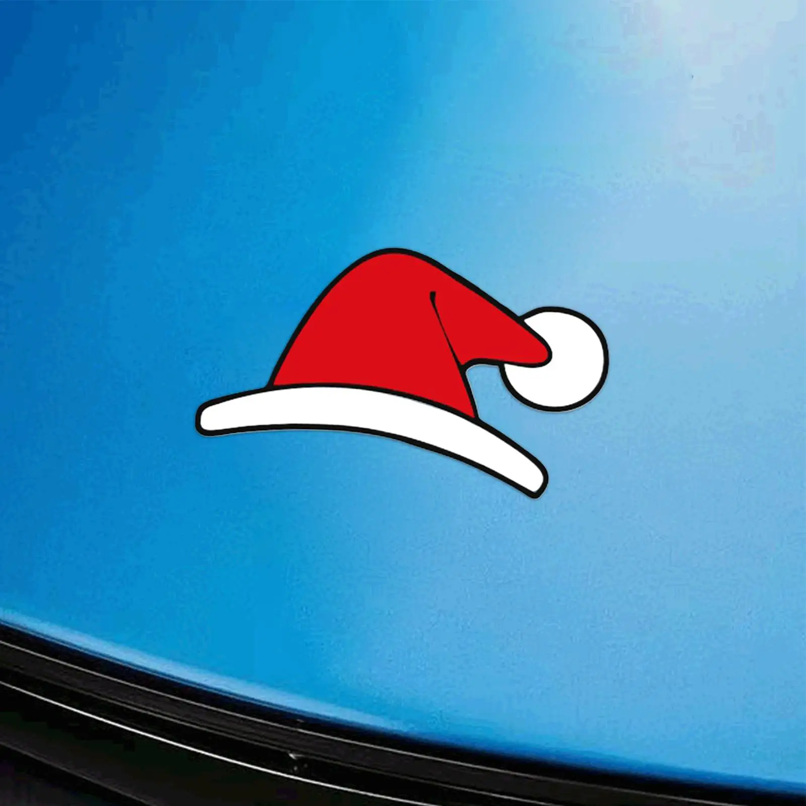 For Tesla Model 3/y Christmas Car Emblem Sticker Festive Self-Adhesive Waterproof Santa Hat Antler Decal Holiday Supplies