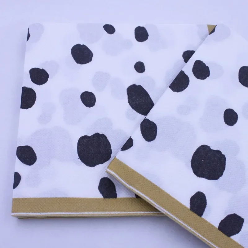 20pcs/Pac Colour Printing Napkins Cow Black and White Spots Paper Napkins Disposable Meal Handmade Diy Creative Paper Napkins