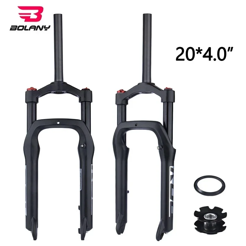 Bolany Snow Bicycle Front Fork 20*4.0 Inch Magnesium Alloy MTB Fork Suspension Air Fork for Straight Tube Mountain Bike Frame