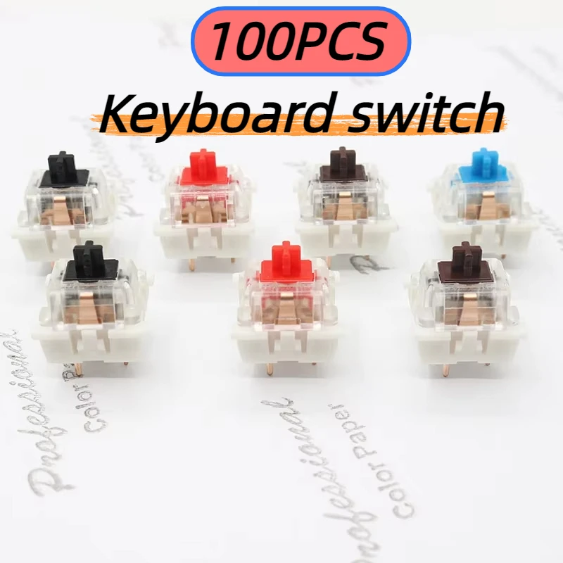 （100PCS） Mechanical Keyboard Black Blue Brown Red Key Switch For CIY Sockets SMD 3Pin Thin Pins Compatible With MX Switch