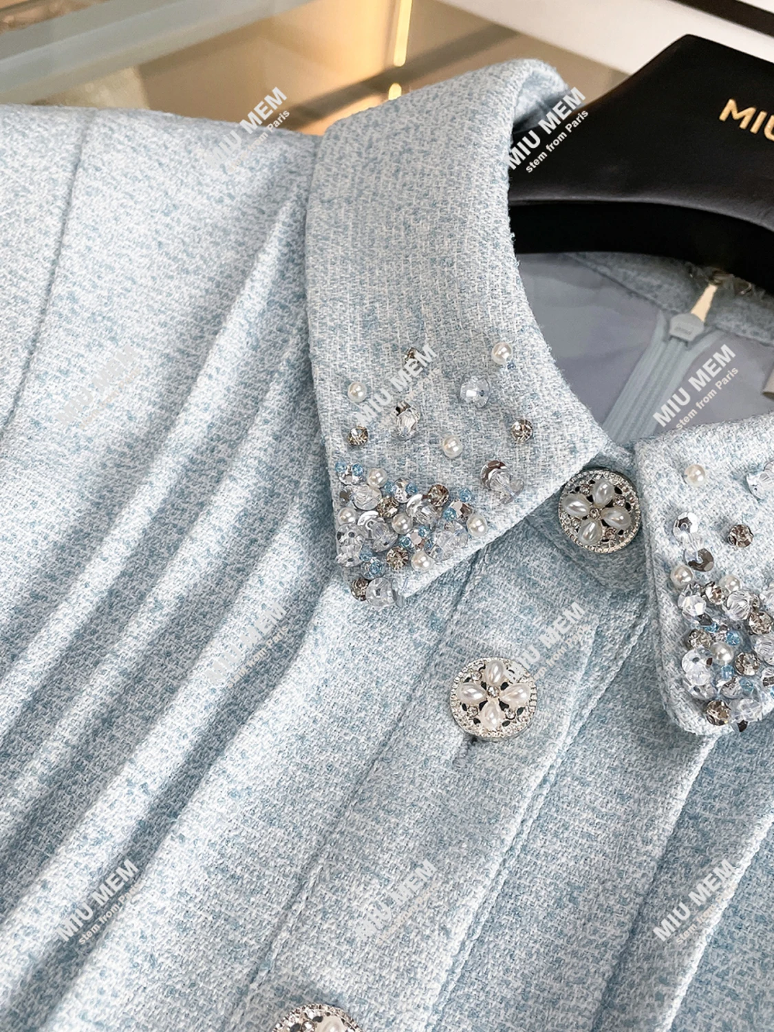 High-End Women's Diamond Embellied Vest Dr Heavy Embroidery High Waist A-Line Silhouette Casual Spring Autumn Faion