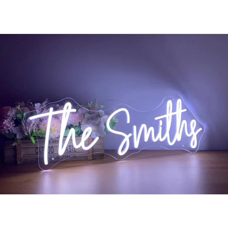 The Smiths Two Types Wedding LED Neon Sign Decor for Wedding Wall Decor Bride Party Neon Sign with Third Gear Dimmer Custom Neon