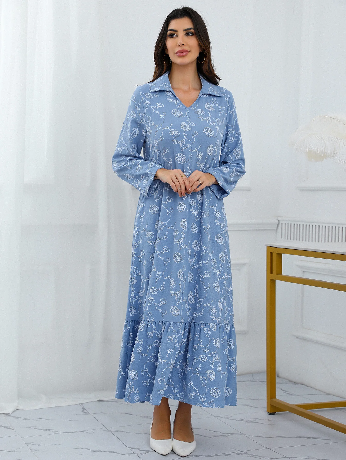 

Платье женское Ид мусульманское Абая длинные платья с принтом Vestidos Марокко Дубай Абая Ислам Кафтан Арабский макси-халат Джалабия Рамадан