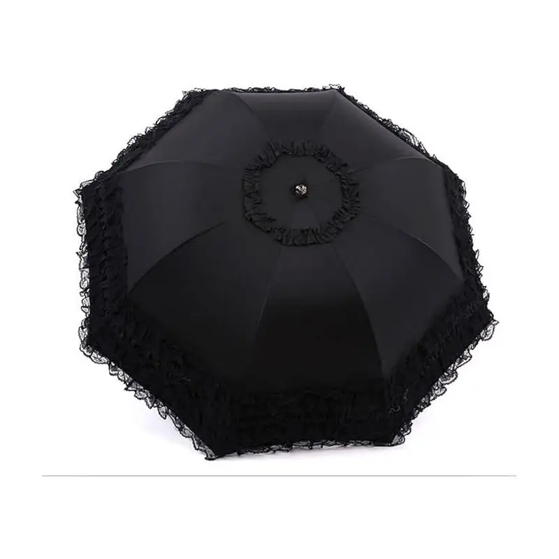 lace parasol vintage lolita black sun parasol umbrella summer gothic wedding style for women