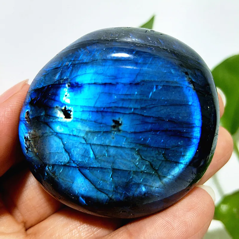 Natural Crystal Blue Labradorit Palm Stone Spiritual Meditation Healing Yoga Exercise Feng Shui Crystal Room Ornaments