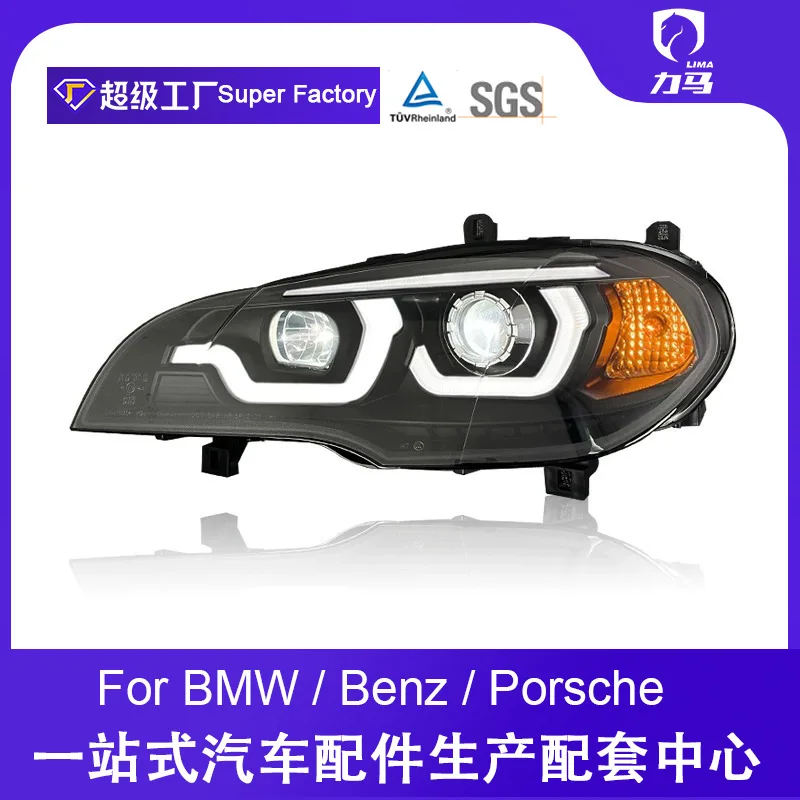 

Подходит для 07-13 BMW X5, фара в сборе E70, модифицированная светодиодная дневная ходовая фара, ксеноновая фара с двойной линзой