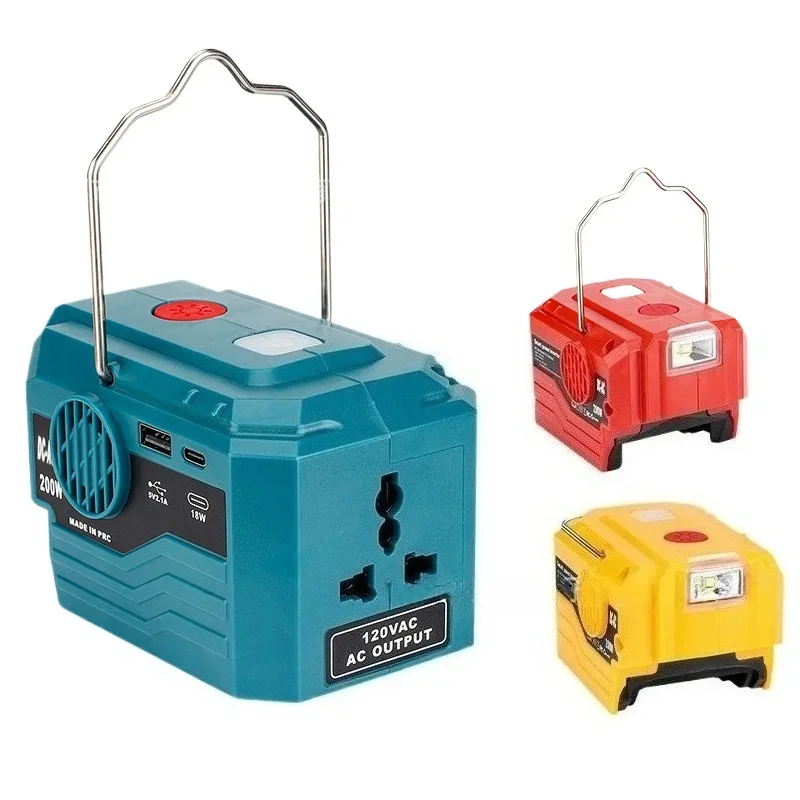 

18V Battery Inverter Outdoor Portable Inverter 200W AC 220V Sine Wave Power Adapter for Makita/Bosch/Dewalt/Milwaukee