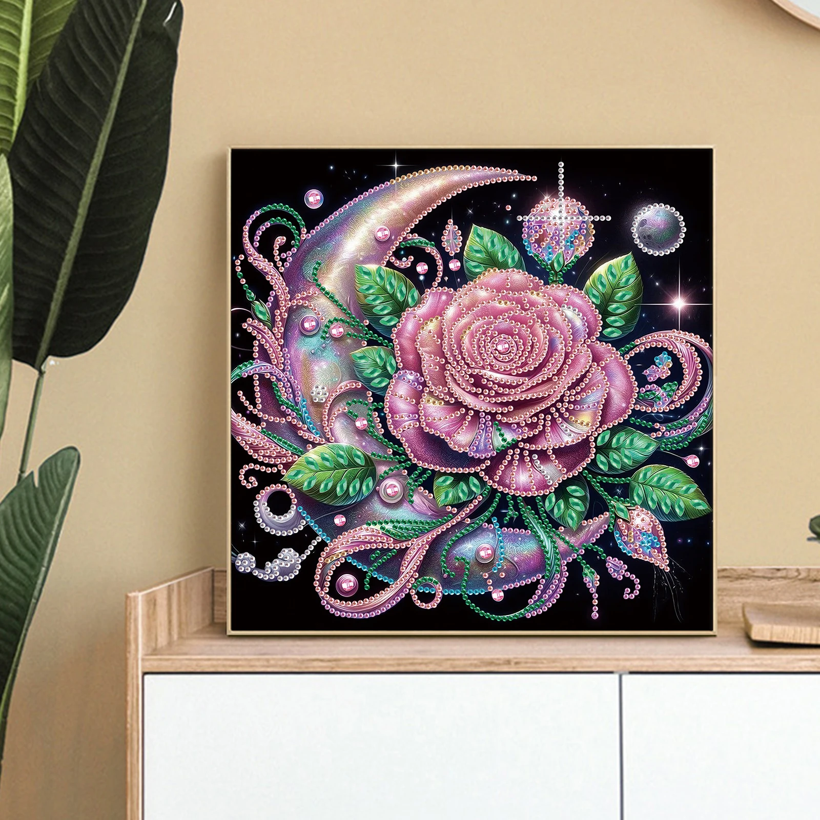 Roses Special Shape Diamond Art Painting Kit for Adult Beginner,Crystal Diamond Special Shape Kit for Home Wall Decoration Gift view 5