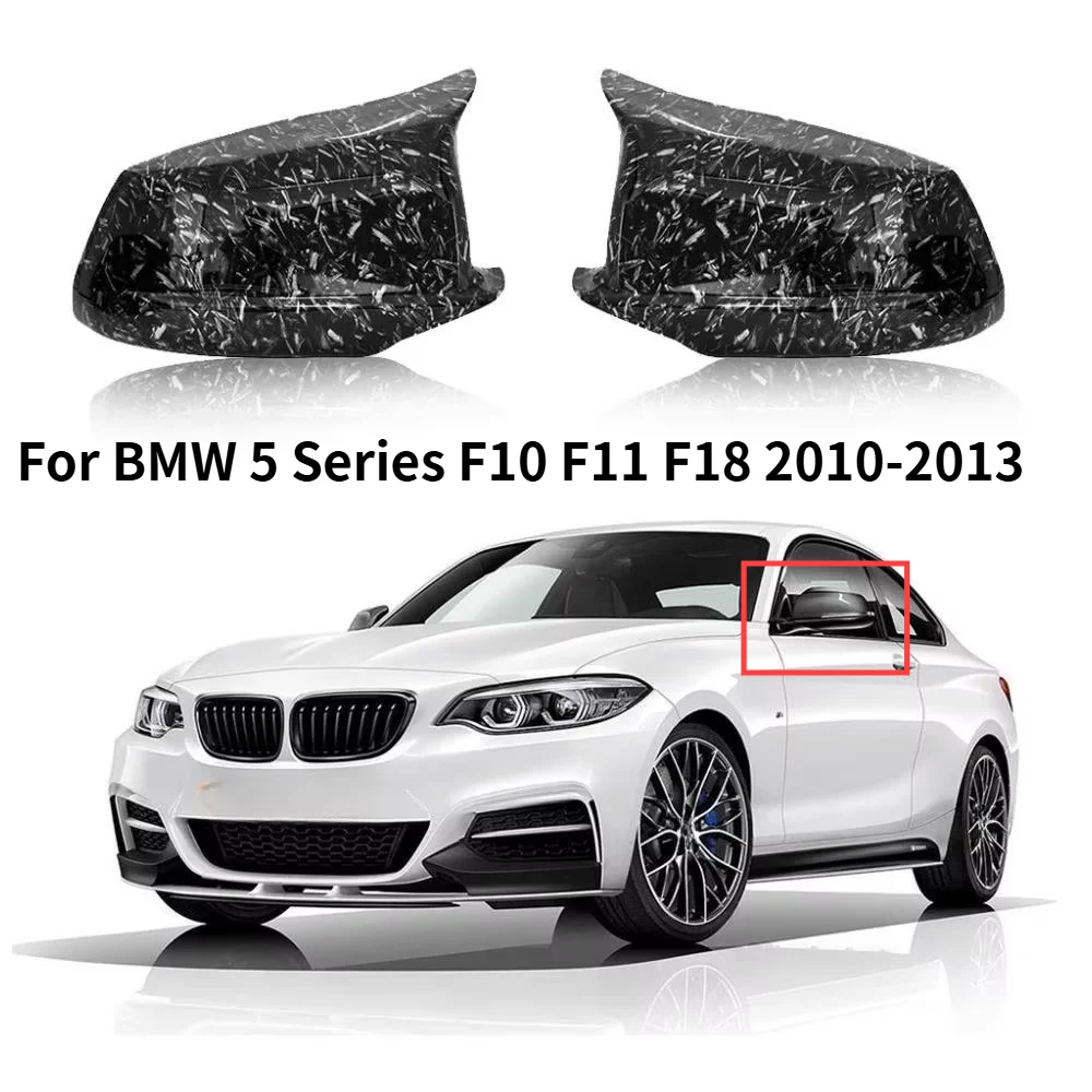 Car Upgrade For BMW 5 Series F10 F11 F18 2010-2013 Carbon Fiber Pattern Bull Horn Rearview Mirror Cover Cap