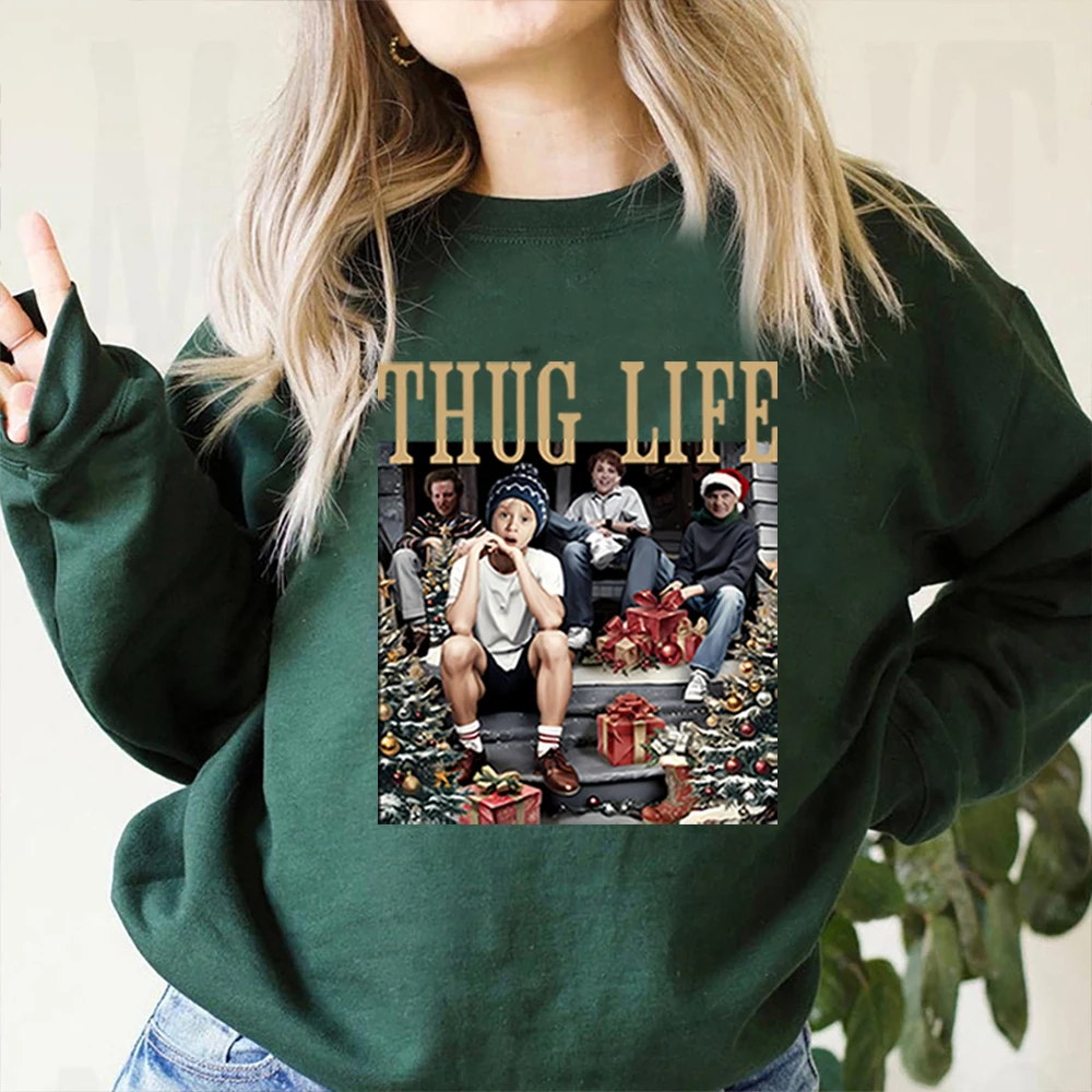 Solo en casa Película navideña Sudadera Thug Life Sudadera con capucha navideña divertida Kevin McCallister Plan de batalla Suéter Sudaderas de Navidad