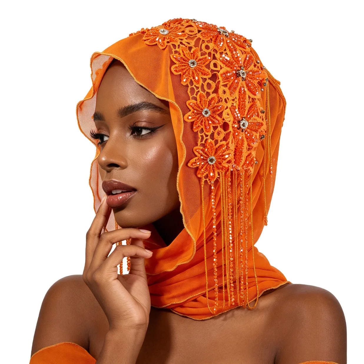 Hijab Muslim Women Shawl Headscarf Luxury Tassels Scarf Malaysia Prayer Kufi Islam Chiffon Turban 05582
