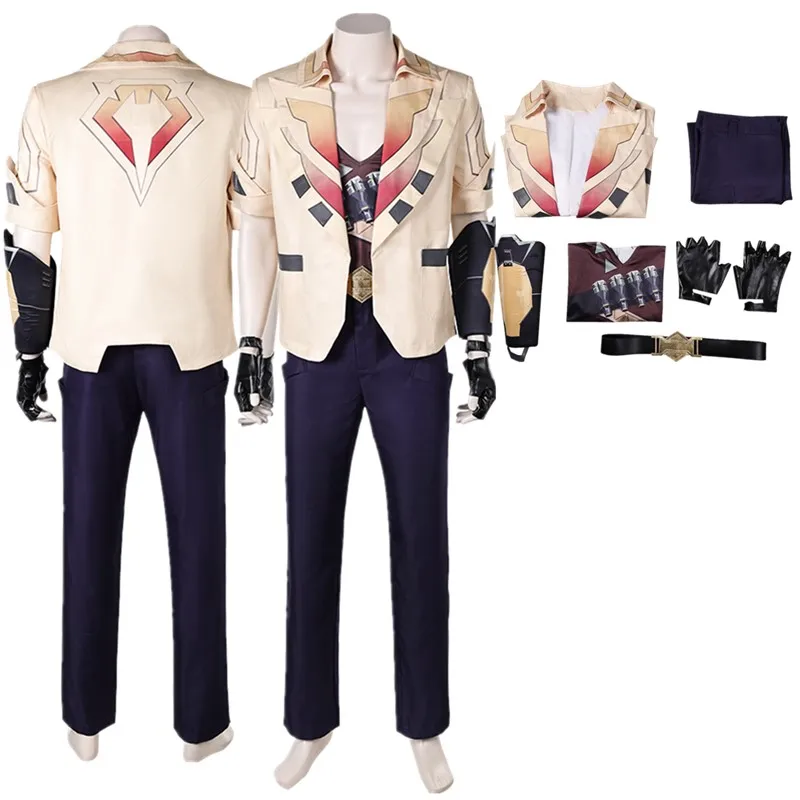 

Valorant Fantasia Tejo Cosplay Costume Adult Men Disguise Vest Pants Jacket Coat Gloves Outfits Halloween Carnival Party Suit