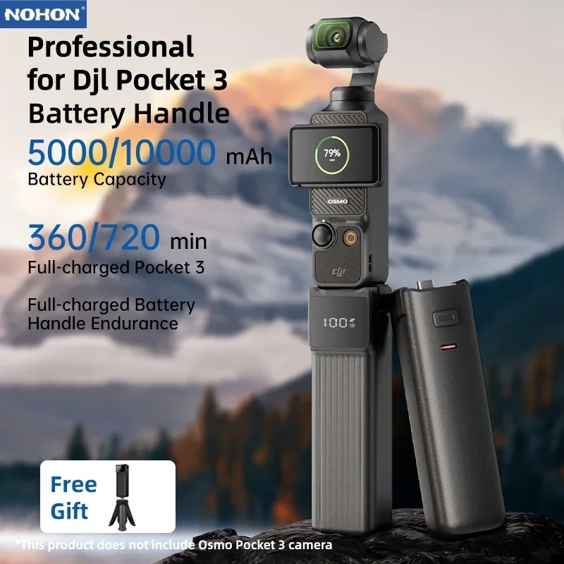 Maniglia portatile con batteria Nohon per DJI Osmo Pocket 3 4 Pocket 4 Pro, caricatore portatile con ricarica TYPE-C, power bank leggero, accessori per caricatore della fotocamera