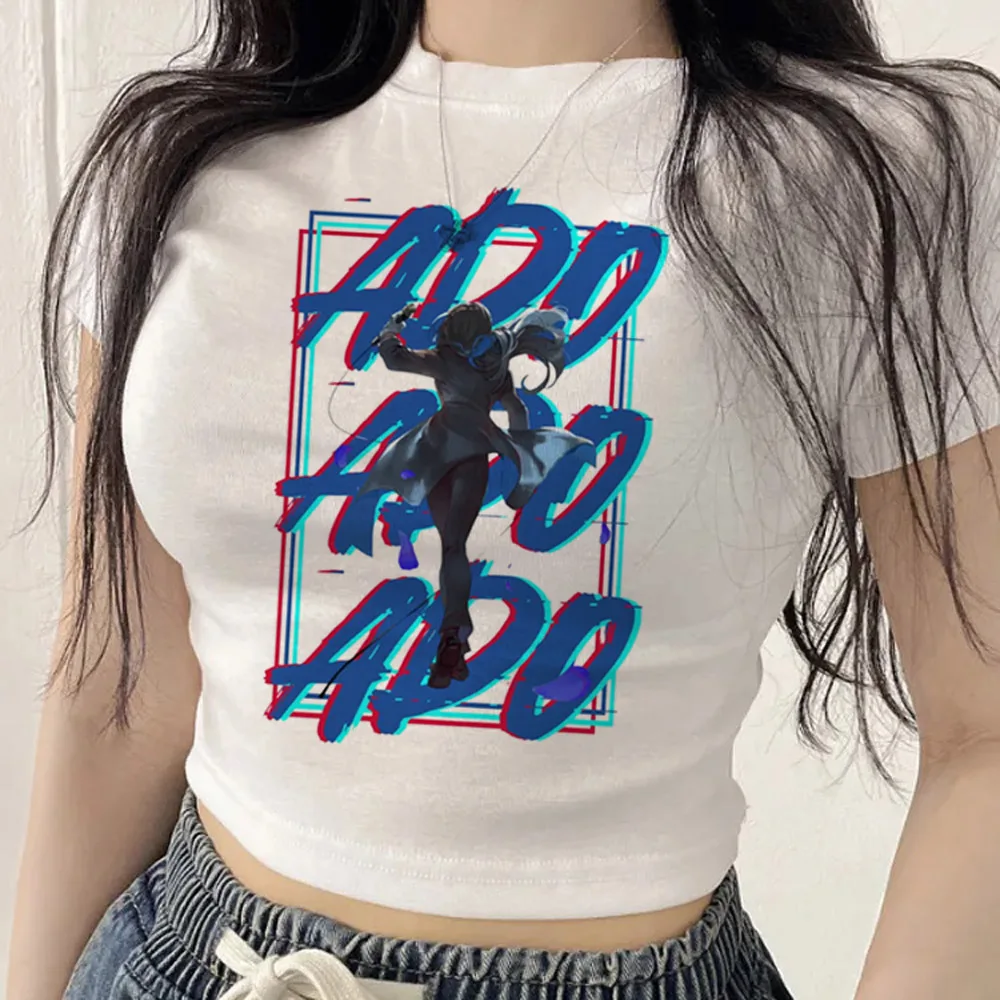 Ado cropped top female emo 2000s gothic clearance sales t-shirt korean fashion emo japan streetwear baddie