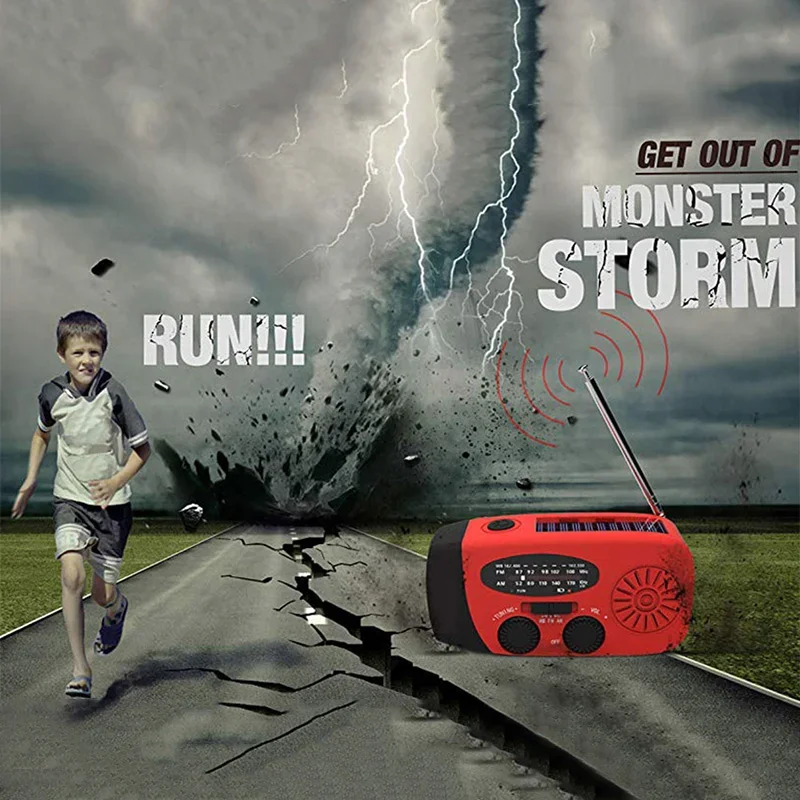 Solar Hand Crank RADIO Receiver US Mini Portable AM/FM Weather Radio With Multifunctional Flashlight Emergency Power supply/Bank