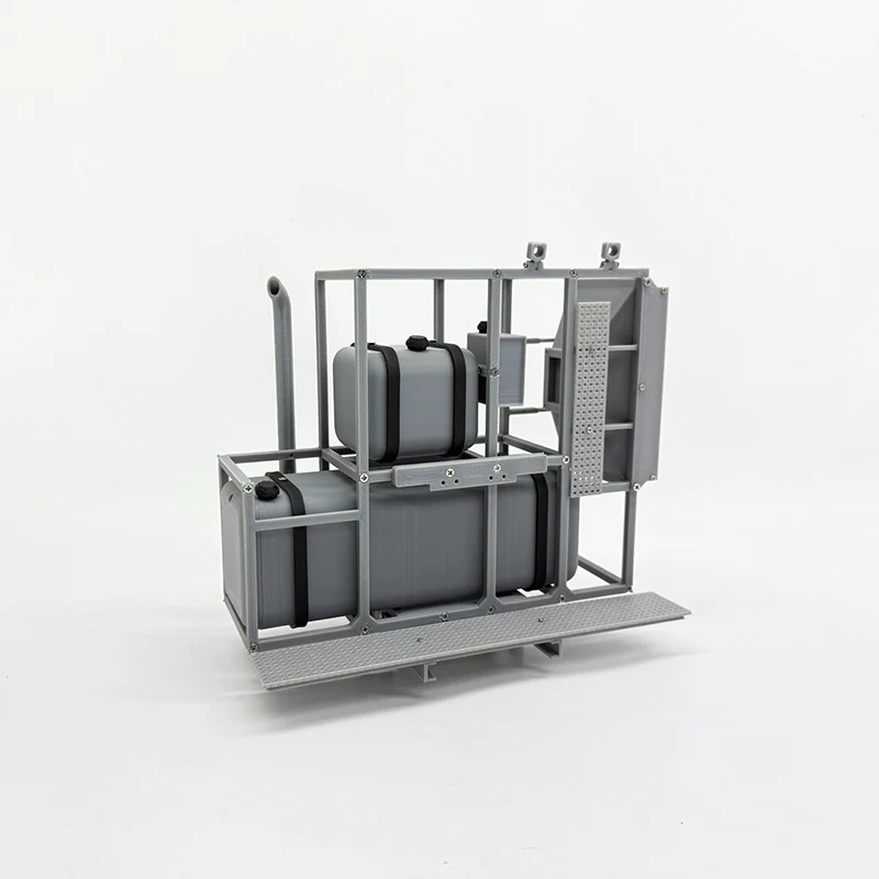 Equipamento rack 3d impresso pla tanque de combustível pode ser equipado com equipamentos eletrônicos para 1/14 tamiya rc caminhão reboque peças basculantes