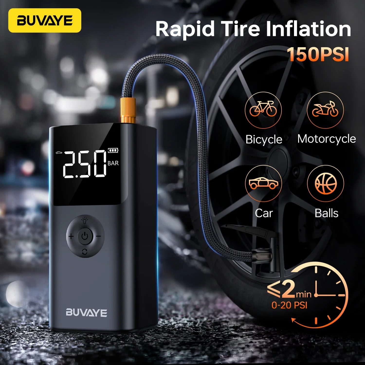 4 In 1 2500A Portable Jump Starter Power Bank 150PSI Air Pump Booster Car Battery 12V Car Battery Starter Powerbank
