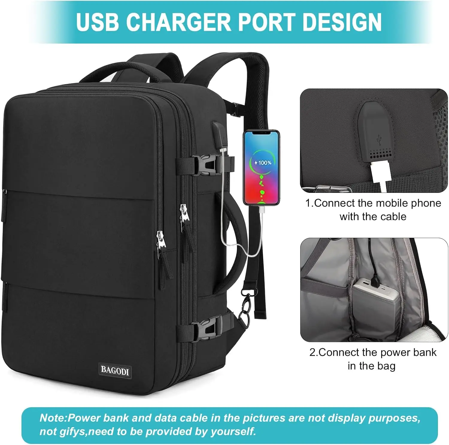 42L Flight Approved Backpack for Men Women - Waterproof Laptop & Gym Daypack