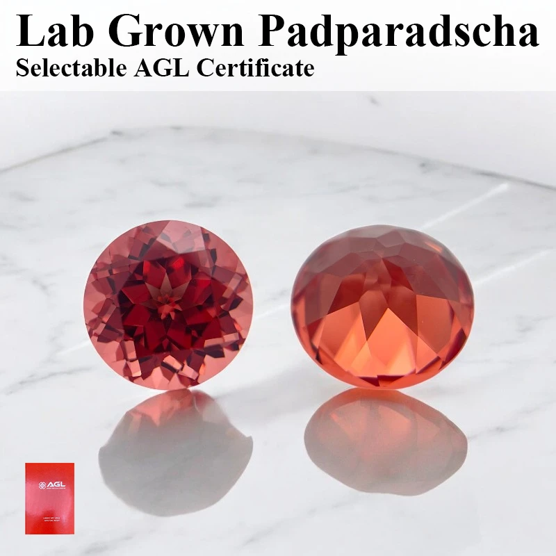 

Lab Grown Padparadscha Round Shape Fire Lotus Charm Beads for Diy Jewelry Making Pendant Materials Selectable Certificate
