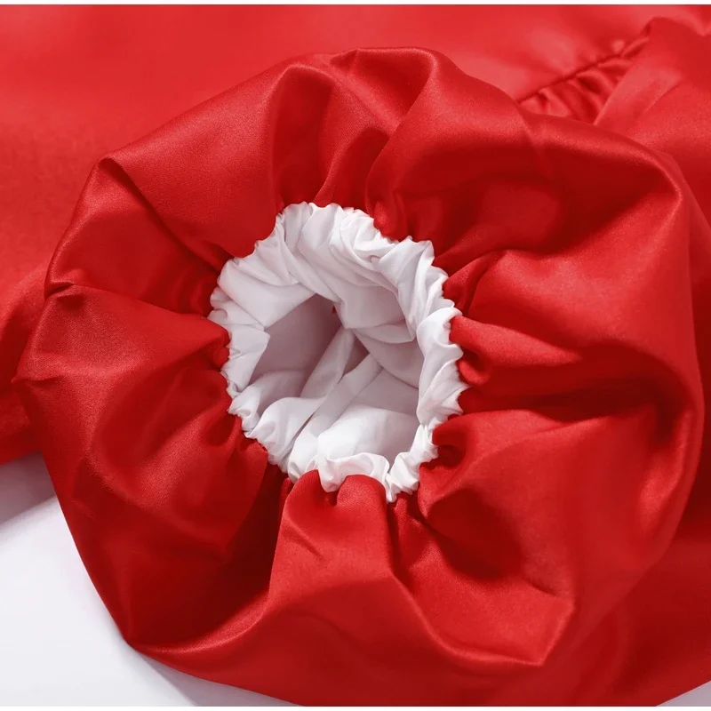 Elegante Damen-Satinbluse mit O-Ausschnitt, Puffärmeln, Schnallenverschluss, einfarbig, locker geschnitten, vielseitig kombinierbar, Party-Mode-Oberteil, Sommer 2026 – Detail 8