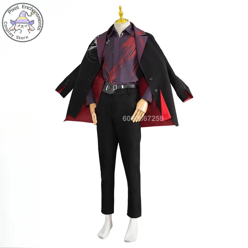 لعبة الحب والمساحة العميقة سيلوس لا هوادة له الفاتح تأثيري حلي الرجال شعر مستعار قرمزي الحجاب موحدة البدلة Onychinus حفلة الهالوين