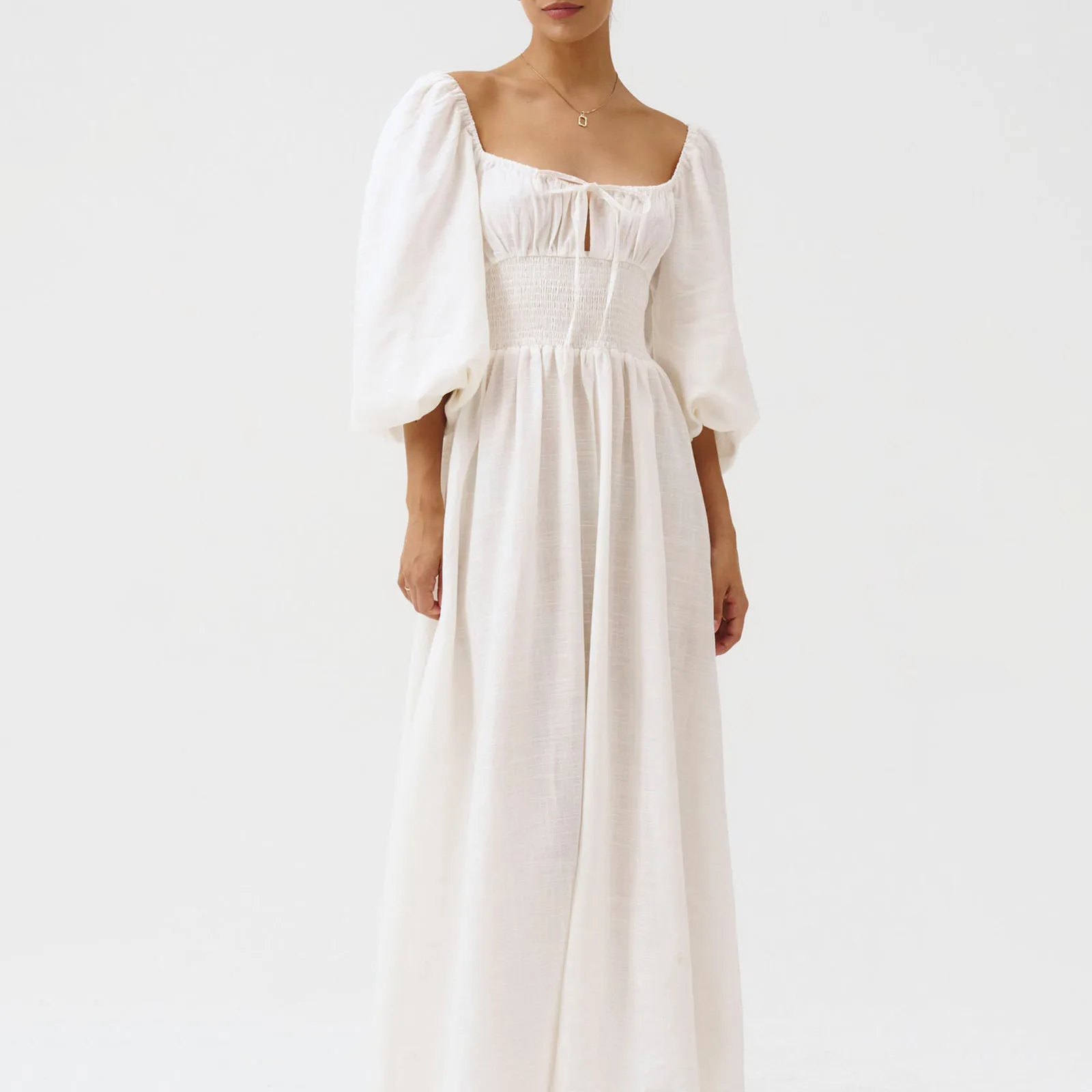 Wysokiej jakości damska długa sukienka na jesień, stylowa, z wiązaniem na kokardę, we wzór kwiatowy, marszczona, z długimi rękawami typu latarnia, codzienna sukienka w kształcie litery A.