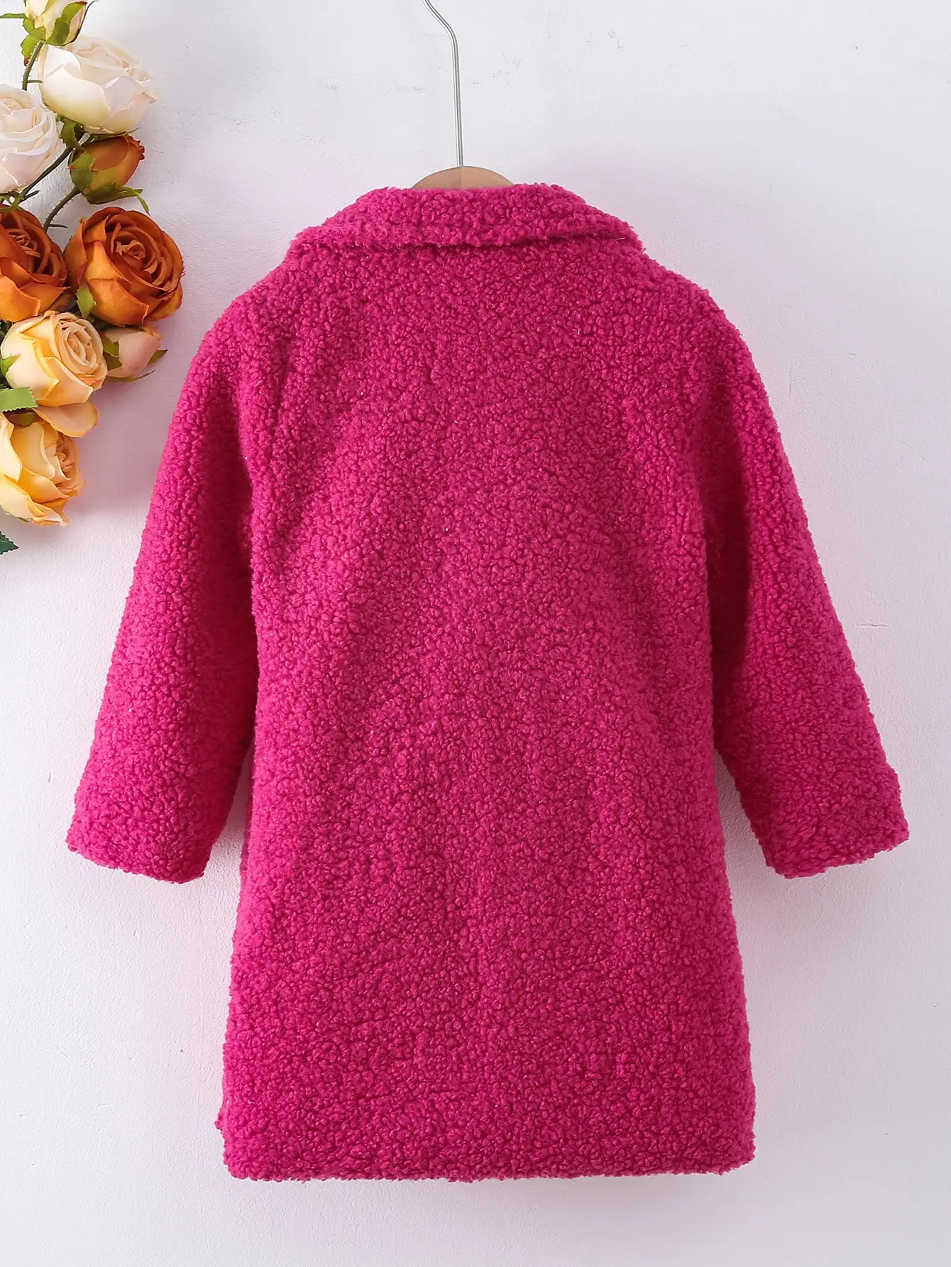 Kids Girls Single-Breasted Warm Woolen  Lapel Dress Coats For Winter Christmas